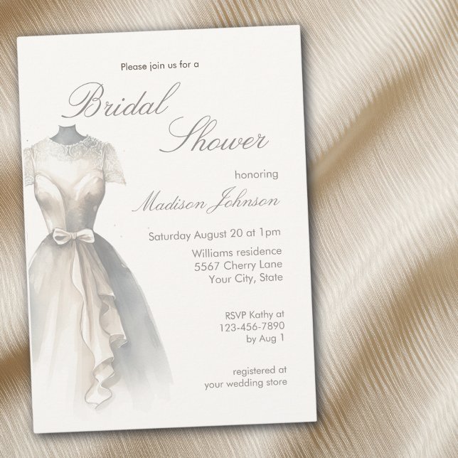 Invitation Robe de mariée aquarelle Baby Shower (Créateur téléchargé)