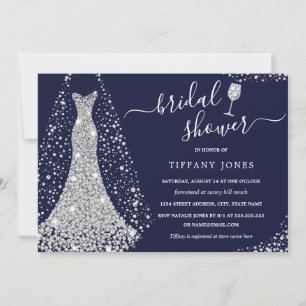 Invitation Robe de mariée argentée Navy Shower Bridale 