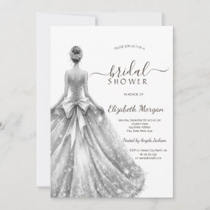 Invitation Robe de mariée argentée Robe de mariée à paillette