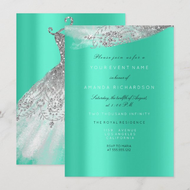 Invitation Robe de mariée blanche douce 16ème diamant gris me (Devant / Derrière)