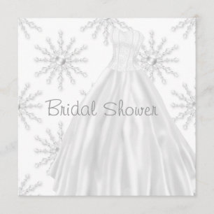Invitation Robe de mariée blanche flocon de neige douche de m