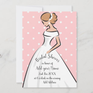 Invitation Robe de mariée blanche pour la baby shower rose à