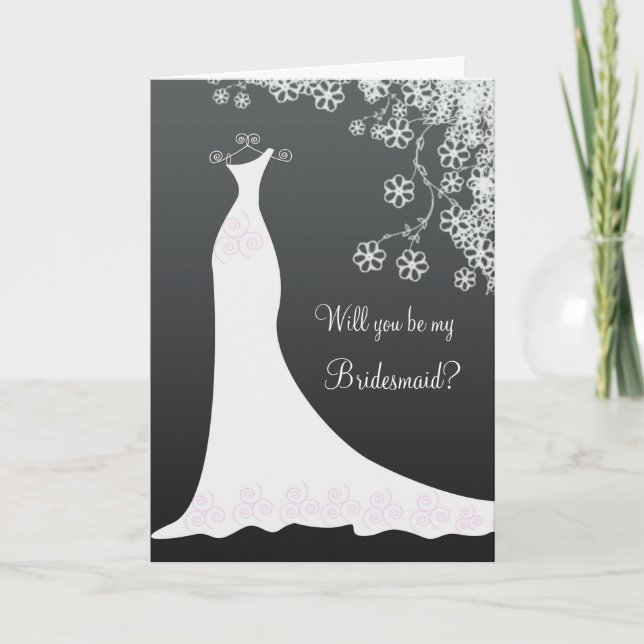 Invitation Robe de mariée blanche sur demande de demoiselle d (Devant)