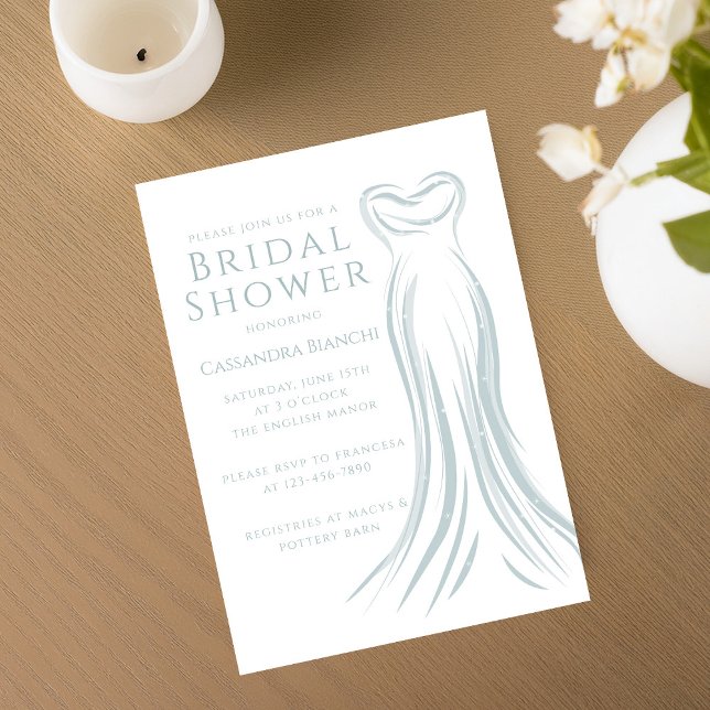 Invitation Robe de mariée bleu clair moderne Cadeaux de maria (Créateur téléchargé)