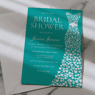 Invitation Robe de Mariée Bleu sarcelle Vert Blanc Lavage de