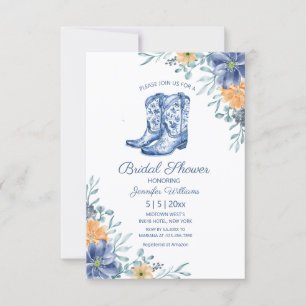 Invitation robe de mariée cowgirl bottes fleurs western