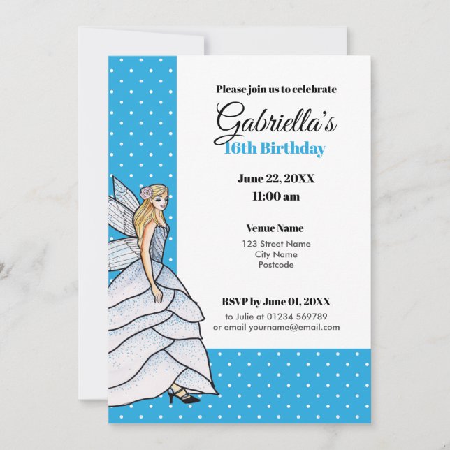 Invitation Robe de mariée de princesse fée Illustration de mo (Devant)