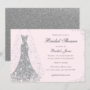 Invitation Robe de mariée diamant élégante Shower