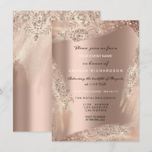 Invitation Robe de mariée diamantée or rose scintillante pour