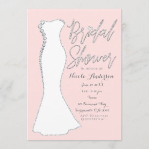 Invitation Robe de Mariée Diamond Bling Rose Enterrement de V
