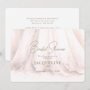 Invitation Robe de mariée Élégance Rose Tendre Enterrement de
