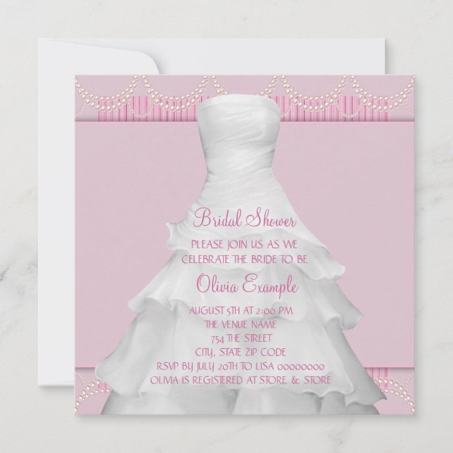 Invitation Robe de mariée élégante blanche Shower de mariage (Devant)