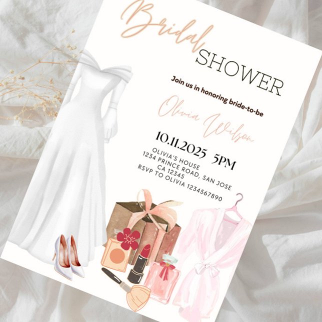 Invitation Robe de Mariée Élégante Fête de Fiançailles (Créateur téléchargé)