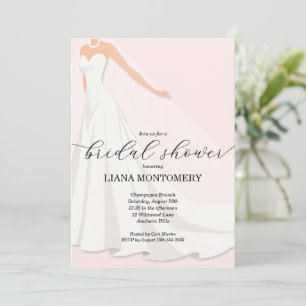 Invitation Robe de Mariée Élégante Rose Baby Shower