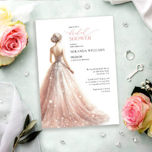 Invitation Robe de mariée élégante rose pétillant Cadeau de d