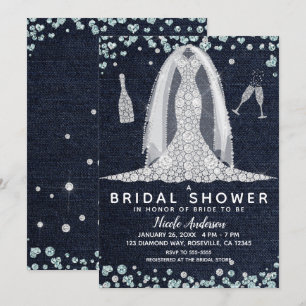 Invitation Robe de mariée en denim et diamants Shower Glam