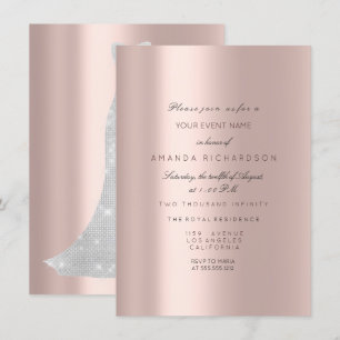 Invitation Robe de mariée étincelante rose pastel rose diaman