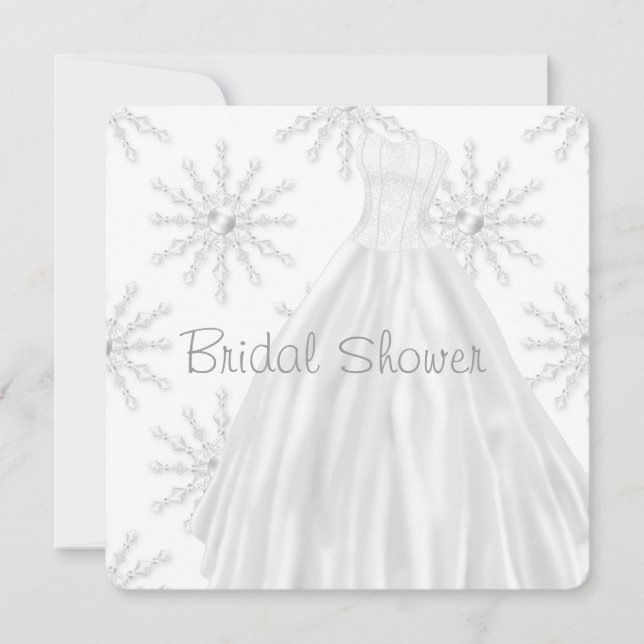 Invitation Robe de mariée Flocons de neige Baptême de mariage (Devant)