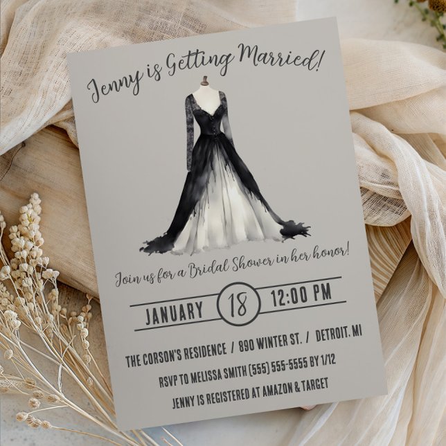 Invitation Robe de mariée gothique Baby Shower (Créateur téléchargé)