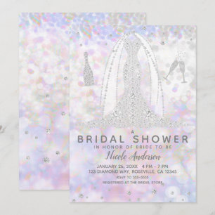 Invitation Robe de Mariée Iridescente Diamant Shower de Marié