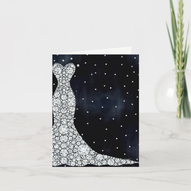 Invitation Robe de mariée moderne en diamant bleu pour enterr (Devant)