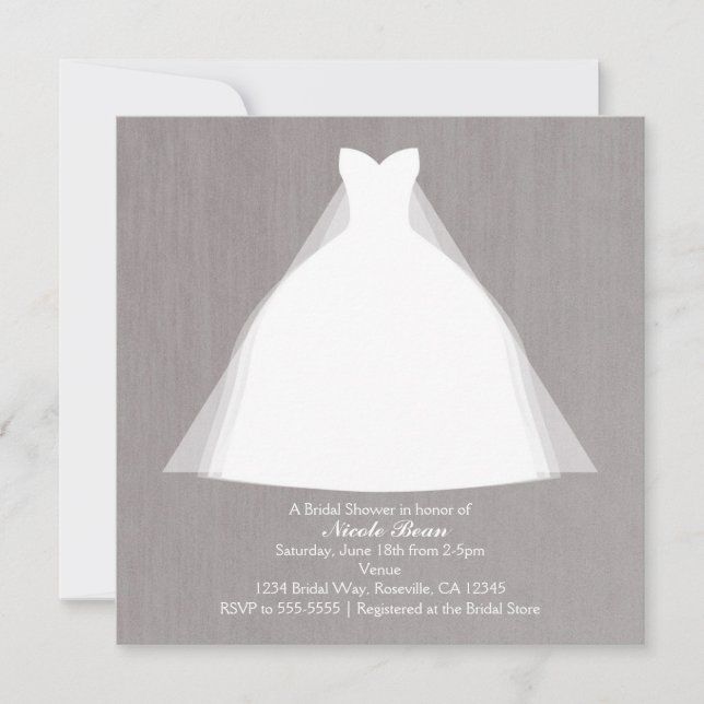 Invitation Robe de mariée moderne glamour douche de mariage g (Devant)