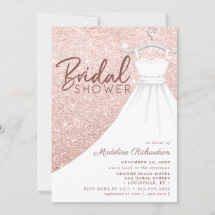 Invitation Robe de mariée pailletée or rose Chic Cérémonie de