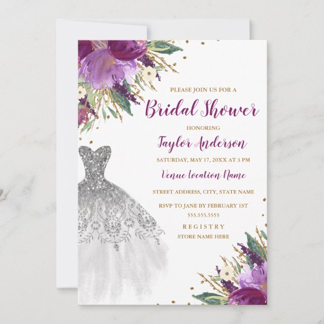 Invitation Robe de Mariée Paillettes Améthyste Enterrement de (Devant)