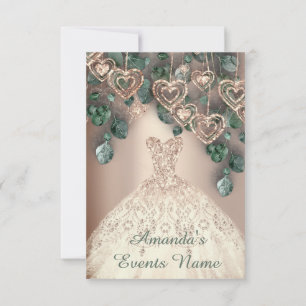 Invitation Robe de mariée Rose Gold Mint pour 16 ans