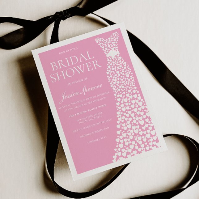 Invitation Robe de Mariée Rose Pâle Blanc Bordure Lancement d (Créateur téléchargé)