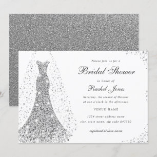 Invitation Robe de mariée Sparkle Diamond Shower de mariage