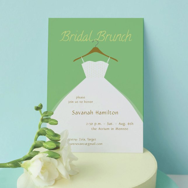 Invitation Robe de mariée suspendue Brunch de mariage pistach (Créateur téléchargé)