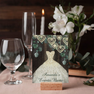 Invitation Robe de mariée verte rustique en bois pour 16e ann