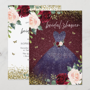 Invitation Robe de marine Bourgogne Rouge Fête des mariées fl