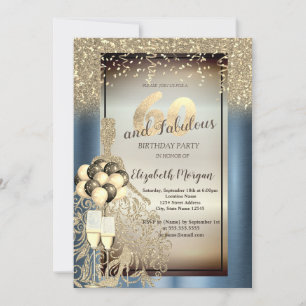 Invitation Robe de parties scintillant, Ballons, Blue Metalli