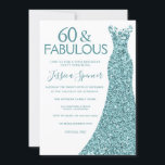 Invitation Robe de Parties scintillant bleu turquoise 60e fêt<br><div class="desc">Robe de Parties scintillant bleu turquoise 60e anniversaire Invitation de fête Variations de l'invitation et articles correspondants dans notre magasin</div>