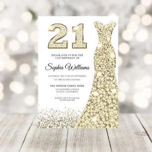 Invitation Robe de Parties scintillant Golden Sparkle 21e ann