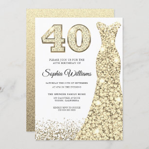Invitation Robe de Parties scintillant Golden Sparkle 40e ann