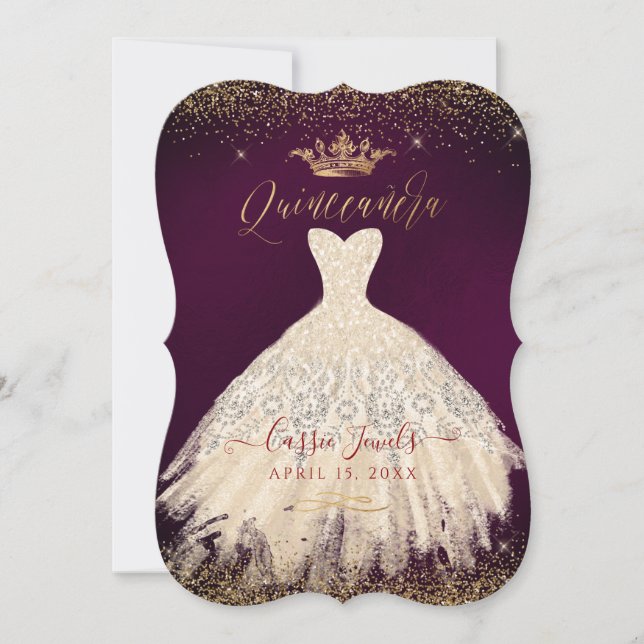 Invitation Robe de Parties scintillant or Quinceanera Champag (Devant)