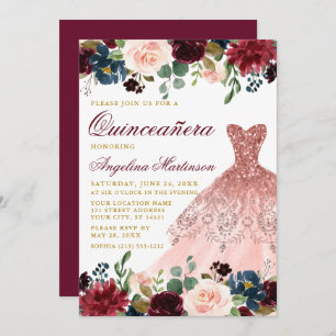 Invitation Robe de Parties scintillant Quinceanera Bourgogne