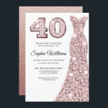 Invitation Robe de Parties scintillant rose Gold Blush 40e fê<br><div class="desc">Robe de Parties scintillant rose Gold Blush 40th Birthday Party Invitation Variations à l'invitation et articles correspondants dans notre magasin</div>