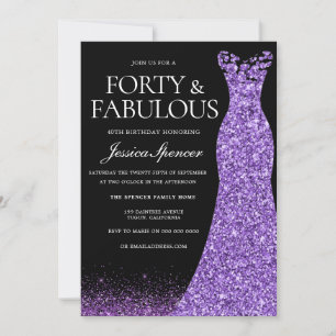 Invitation Robe de Parties scintillant violette Gown 40e fête