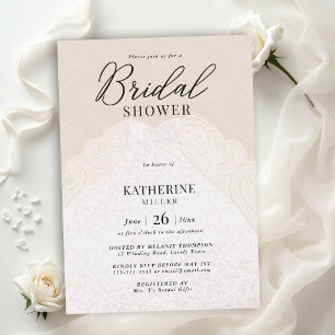Invitation Robe de perles en dentelle Ecru Beige Élégant Show