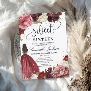 Invitation Robe de princesse de fleurs de marron bordeaux