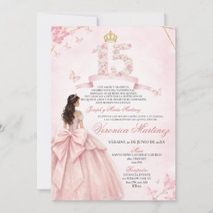 Invitation Robe de princesse espagnole florale rose 15 ans Qu