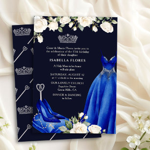 Invitation Robe de princesse et messe de Quinceanera bleue Ro