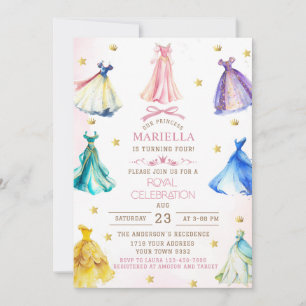 Invitation Robe de princesse moderne aquarelle fille royale n
