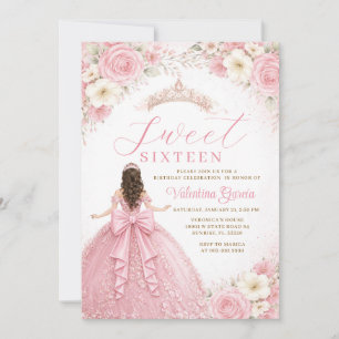 Invitation Robe de Princesse Rose Rouge pour les Douze Ans de