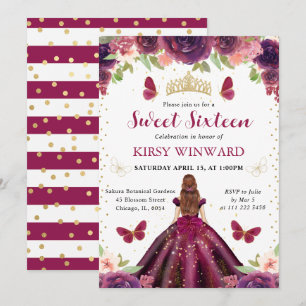 Invitation Robe de prune Red Haired Princess Sweet 16