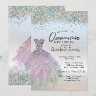 Invitation Robe de Quinceañera à confettis colorés